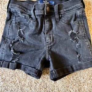 Hollister black denim ripped shorts size 00